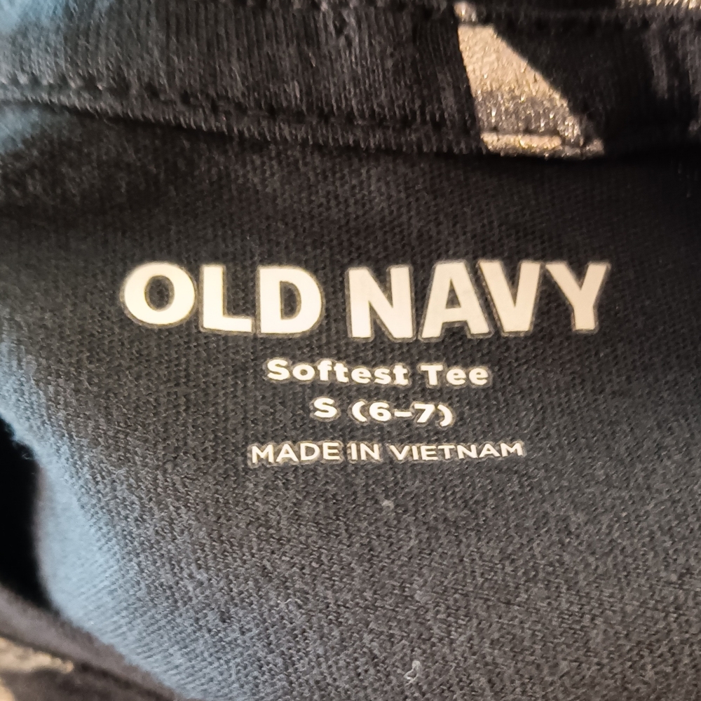 Old Navy Navy Blue Star Print Softest Tee Kids Size S (6-7) Short Sleeve - Picture 3 of 3